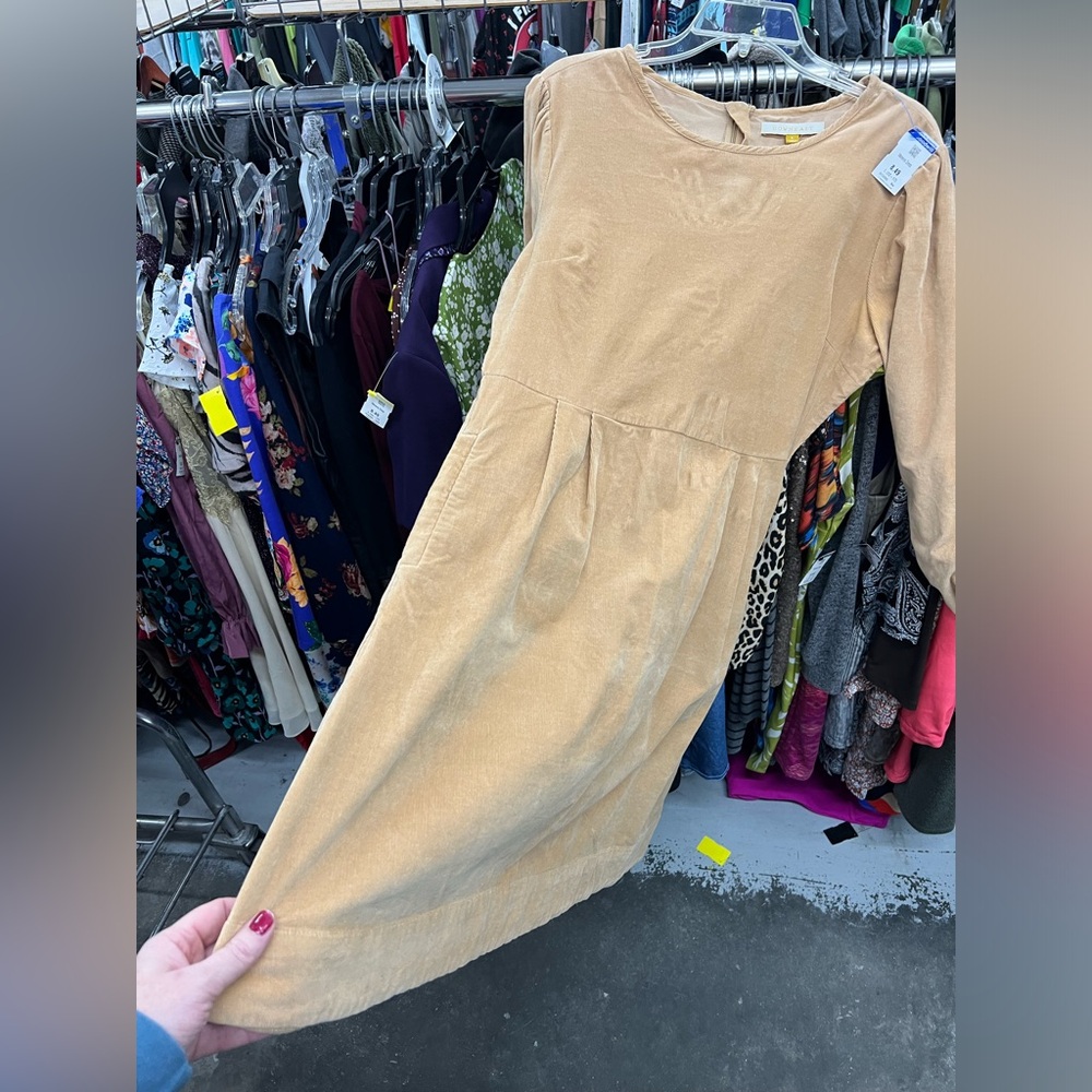 DownEast Long Sleeve Tan Dress